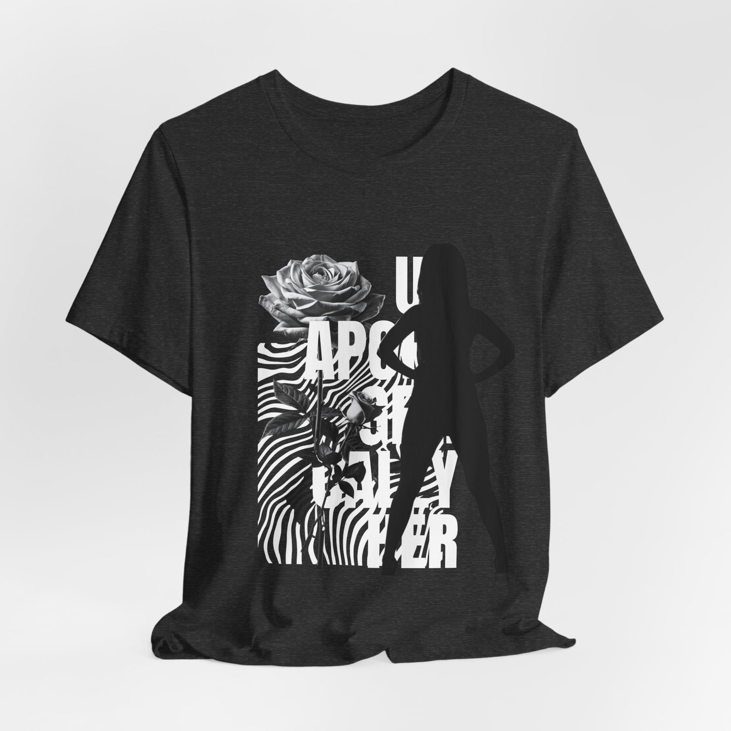Apocalypse Rider Graphic Tee — Black Rose Zebra Silhouette T-Shirt