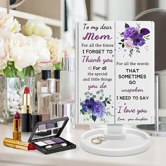 Gifts for Mom from Daughter on Mothers Day, Mom Gifts for Mothers Day, Birthday Gifts for Mom from Daughters & Son, Best Mom Ever Makeup Gifts, Mom Makeup Mirror with Lights Gifts