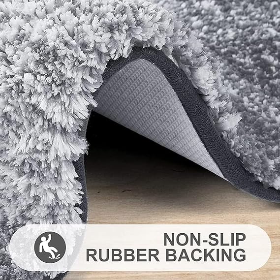 Luxury Bathroom Rugs Mat 30x20, Extra Soft and Absorbent Microfiber Bath Rugs, Non-Slip Plush Shaggy Bath Carpet, Machine Wash Dry, Bath Mat for Bathroom Floor, Tub and Shower, Grey
