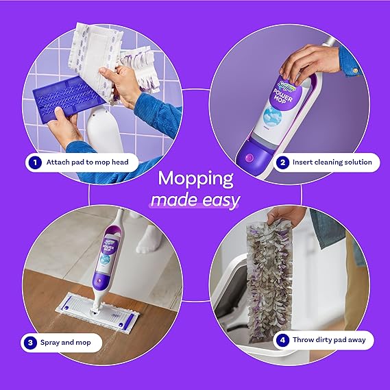 PowerMop Multi-Surface Mop Kit forg Floor Cleaning, Fresh Scent, Mopping Kit Includes PowerMop, 2 Mopping Pad Refills, 1 Floor Cleaning Solution with Fresh Scent and 2 Batteries