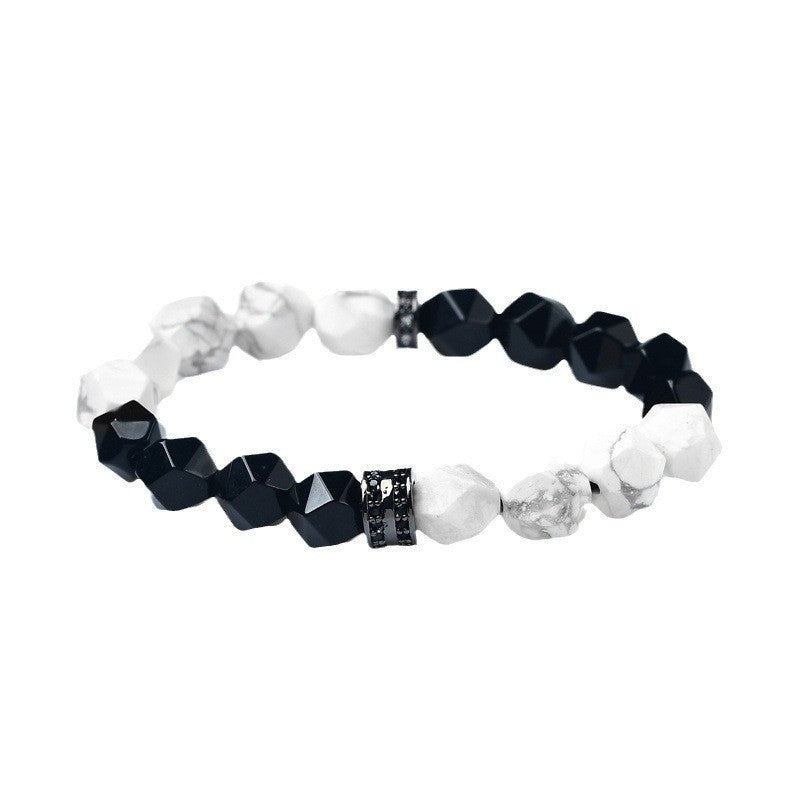 Bracelet Natural Rhombus Black Agate Woven