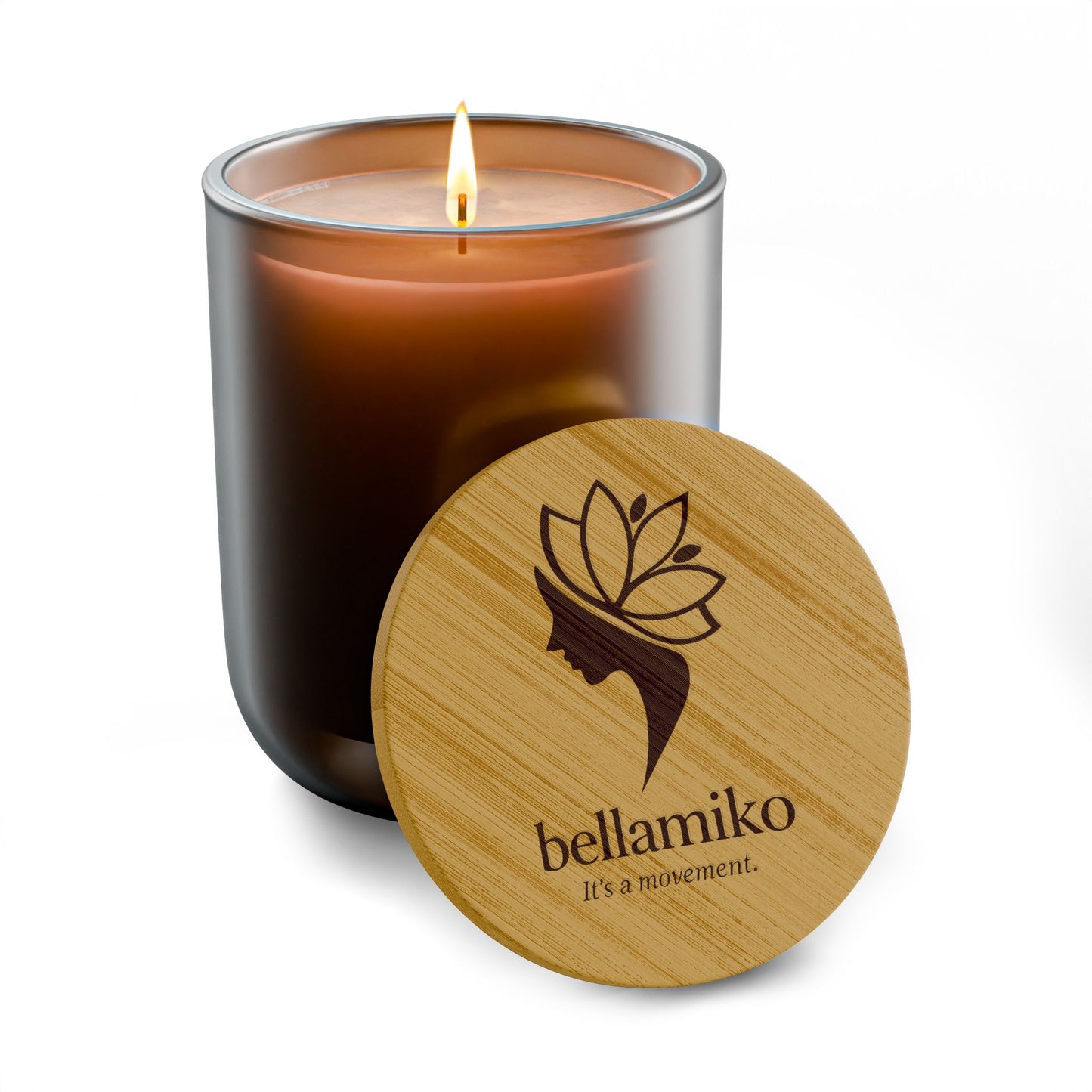 Bellamiko Luxury 14 oz Soy Candle with Engraved Bamboo Lid | Long Burn Aromatherapy Candle | Premium Home Fragrance Gift