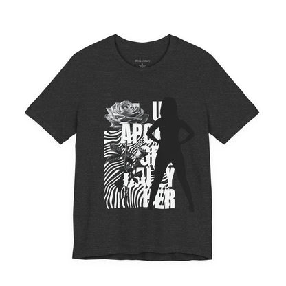 Apocalypse Rider Graphic Tee — Black Rose Zebra Silhouette T-Shirt