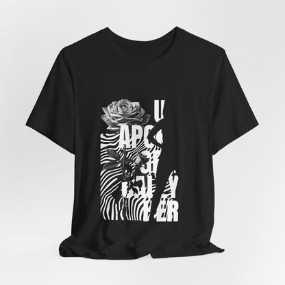 Apocalypse Rider Graphic Tee — Black Rose Zebra Silhouette T-Shirt