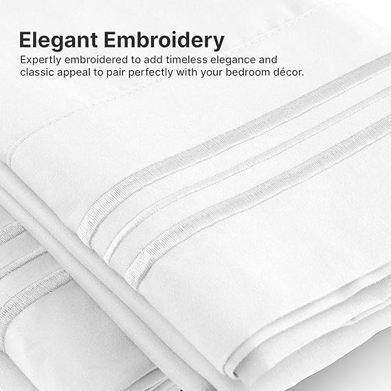 Queen Size 4 Piece Sheet Set - Comfy Breathable & Cooling Sheets - Hotel Luxury Bed Sheets for Women & Men - Deep Pockets, Easy-Fit, Extra Soft & Wrinkle Free Sheets - White