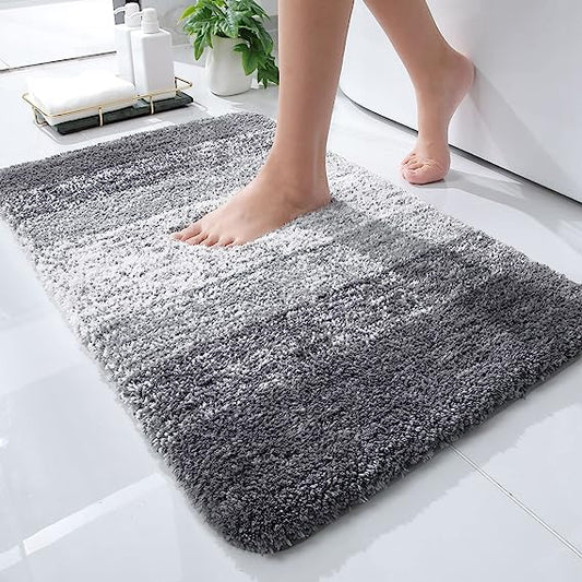 Luxury Bathroom Rugs Mat 30x20, Extra Soft and Absorbent Microfiber Bath Rugs, Non-Slip Plush Shaggy Bath Carpet, Machine Wash Dry, Bath Mat for Bathroom Floor, Tub and Shower, Grey