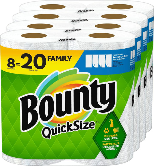 Bella Miko Quick Size Paper Towels, White, 8 Family Rolls = 20 Regular Rolls