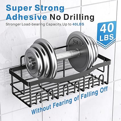 Adhesive Shower Caddy, 5 Pack Rustproof Stainless Steel Bath Organizers With Large Capacity, No Drilling Shelves for Bathroom Storage & Home Decor