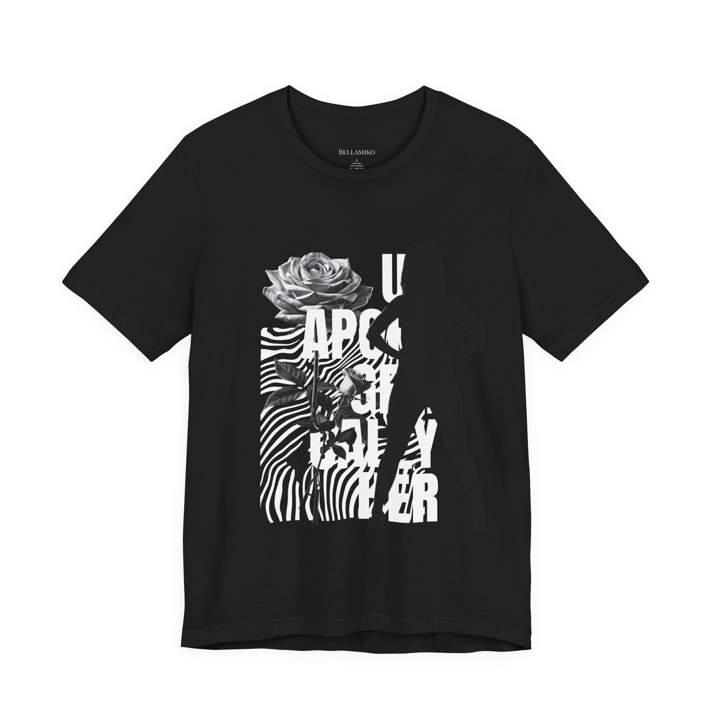 Apocalypse Rider Graphic Tee — Black Rose Zebra Silhouette T-Shirt