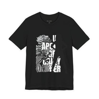 Apocalypse Rider Graphic Tee — Black Rose Zebra Silhouette T-Shirt