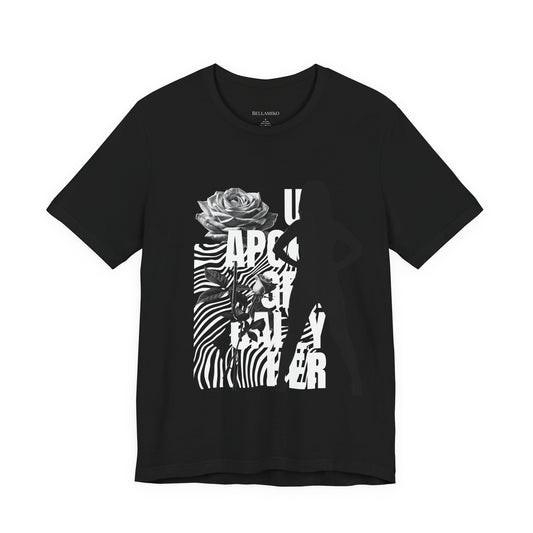 Apocalypse Rider Graphic Tee — Black Rose Zebra Silhouette T-Shirt