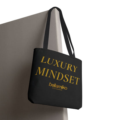 Luxury Mindset Tote Bag - Black & Gold Inspirational Carryall