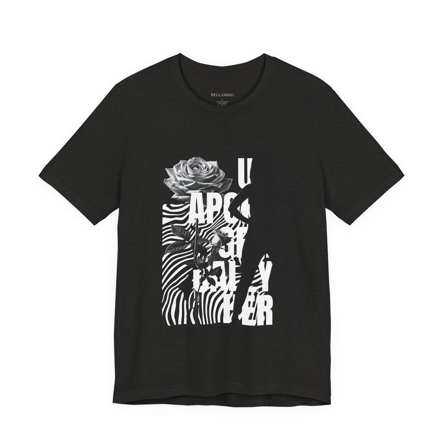 Apocalypse Rider Graphic Tee — Black Rose Zebra Silhouette T-Shirt