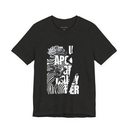 Apocalypse Rider Graphic Tee — Black Rose Zebra Silhouette T-Shirt