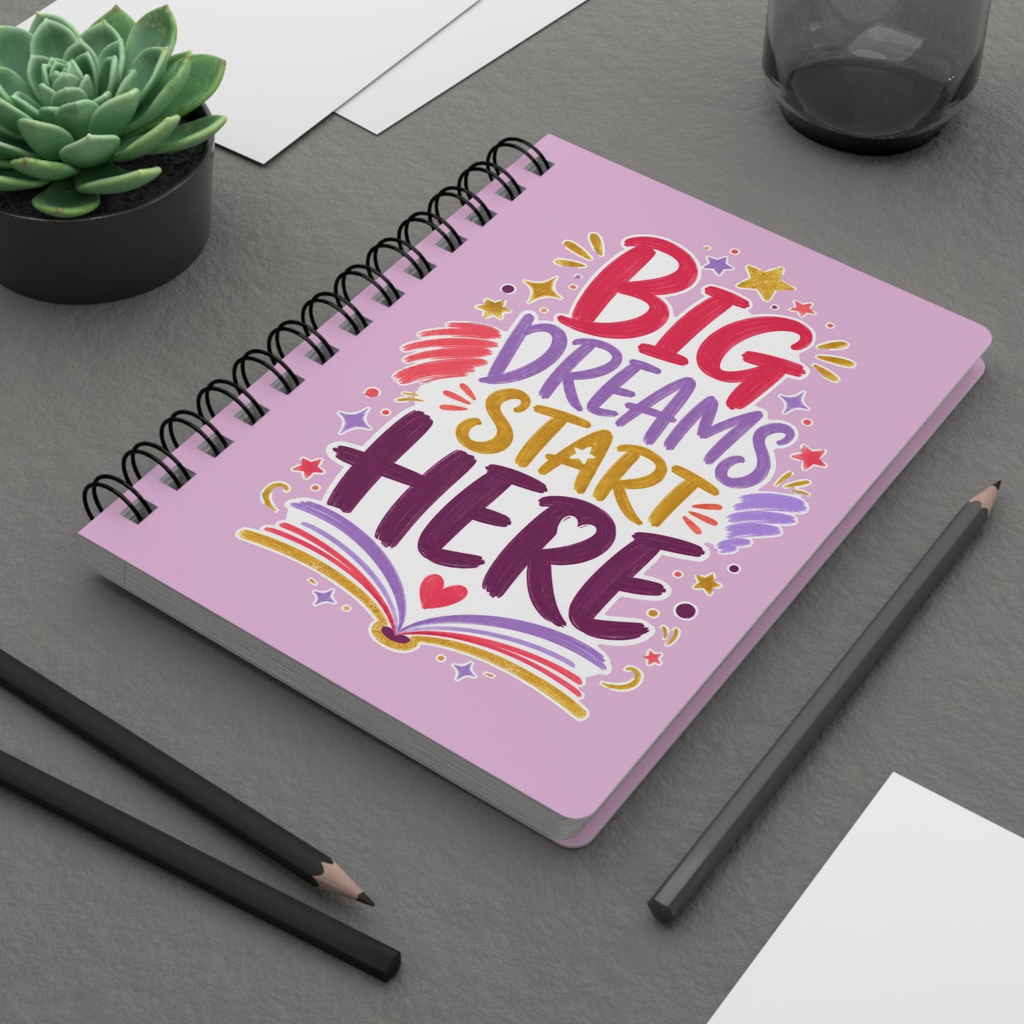 Big Dreams Start Here Spiral Notebook – Inspirational Girls’ School Journal
