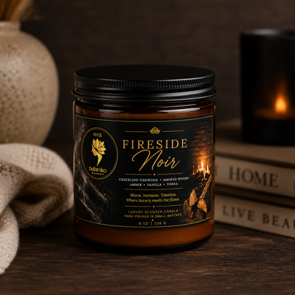 Fireside Noir – 8 oz Luxury Soy Candle