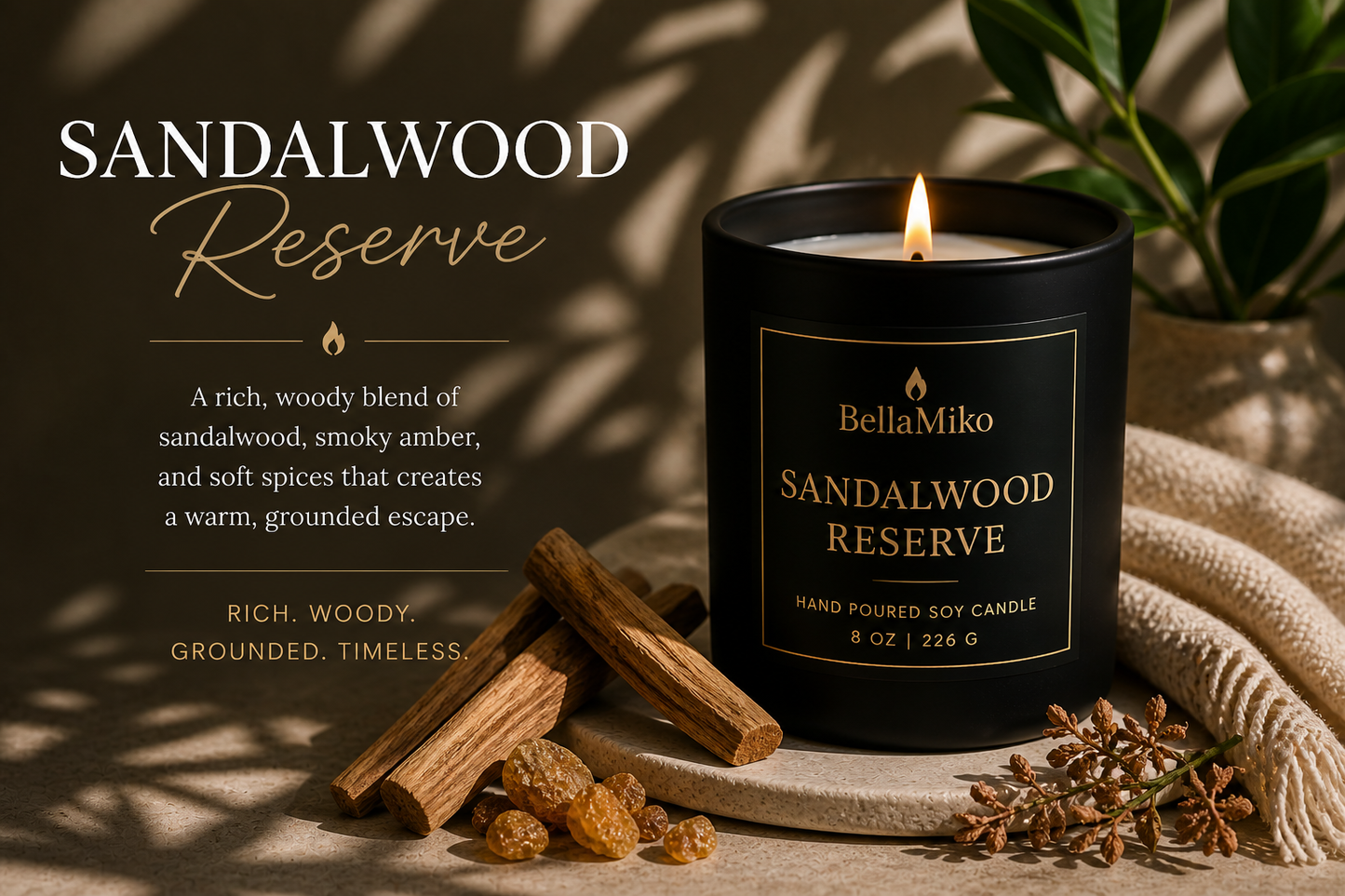 Sandalwood Reserve – 8 oz Soy Candle
