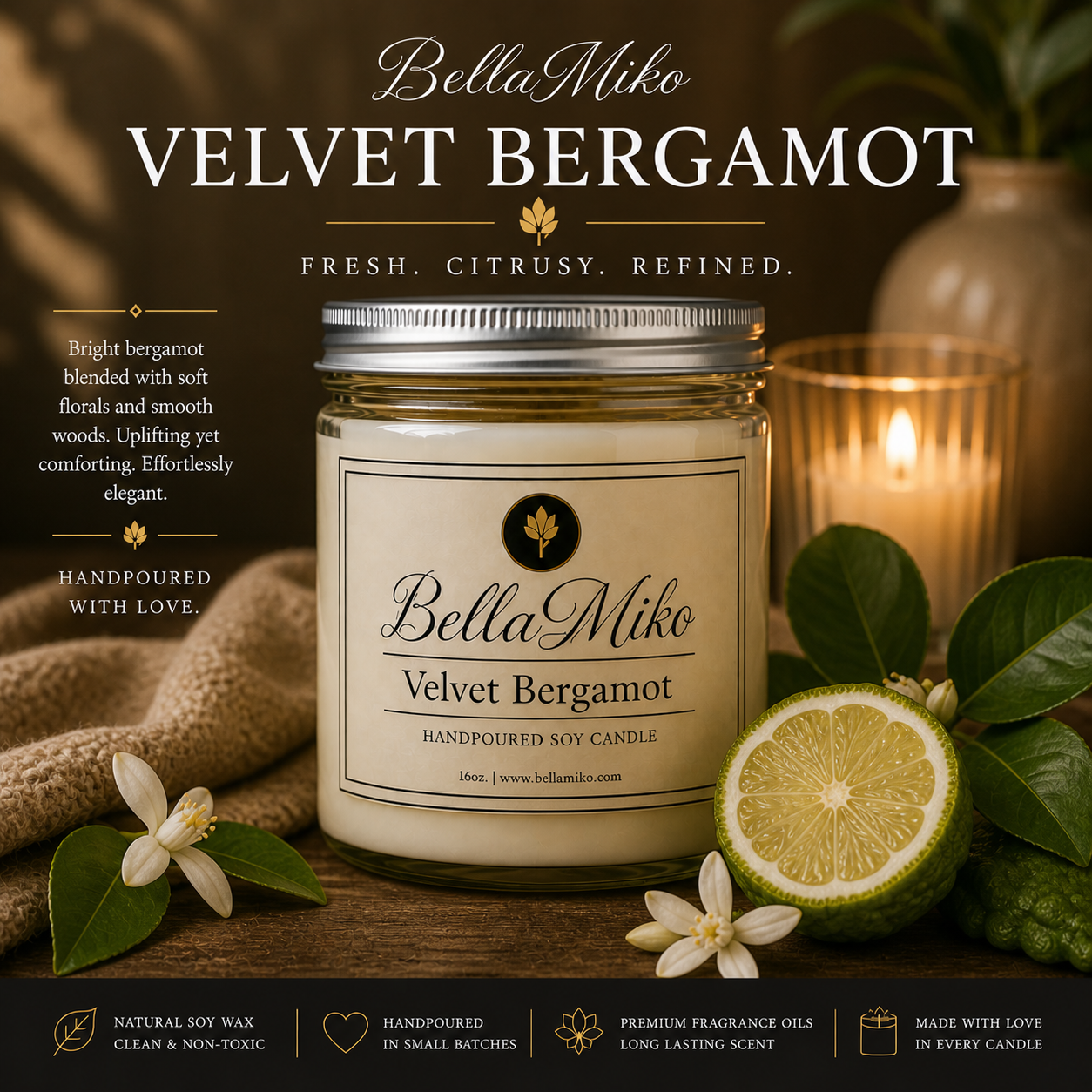 Velvet Bergamot | BellaMiko Candle