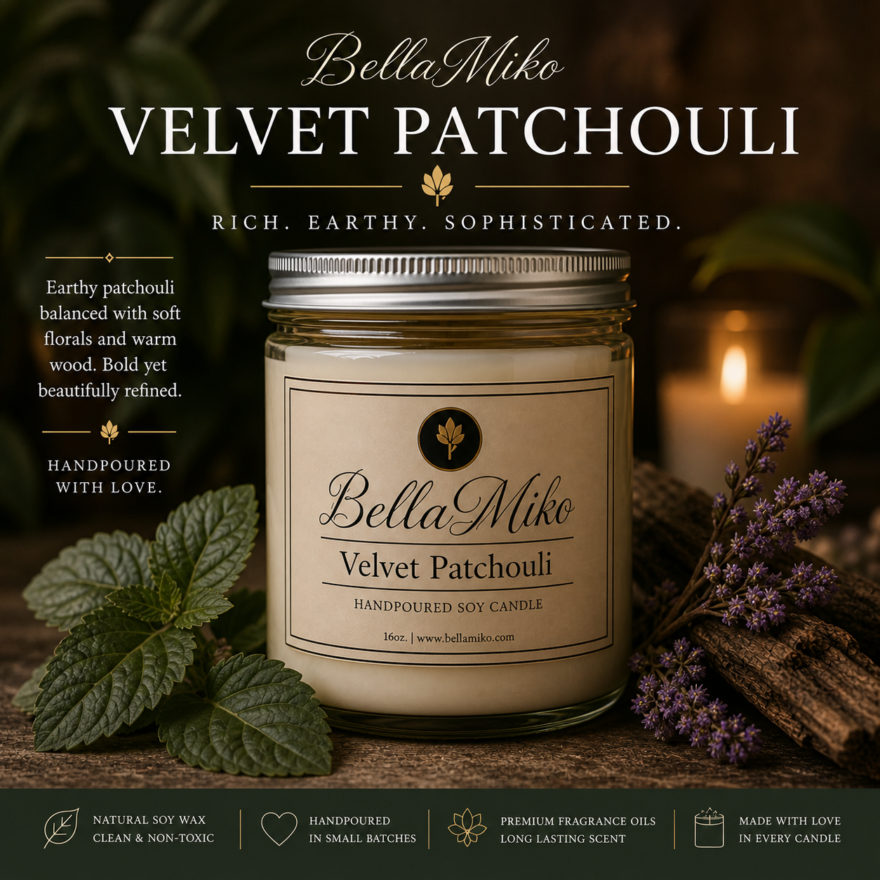 Velvet Patchouli | BellaMiko Candle